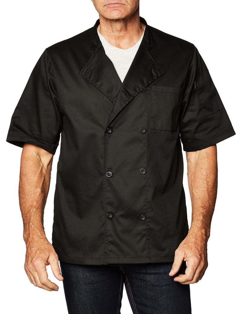 Chef Code Men's Short Sleeve Unisex Classic Chef Coat, Black, X-Small - Image 2